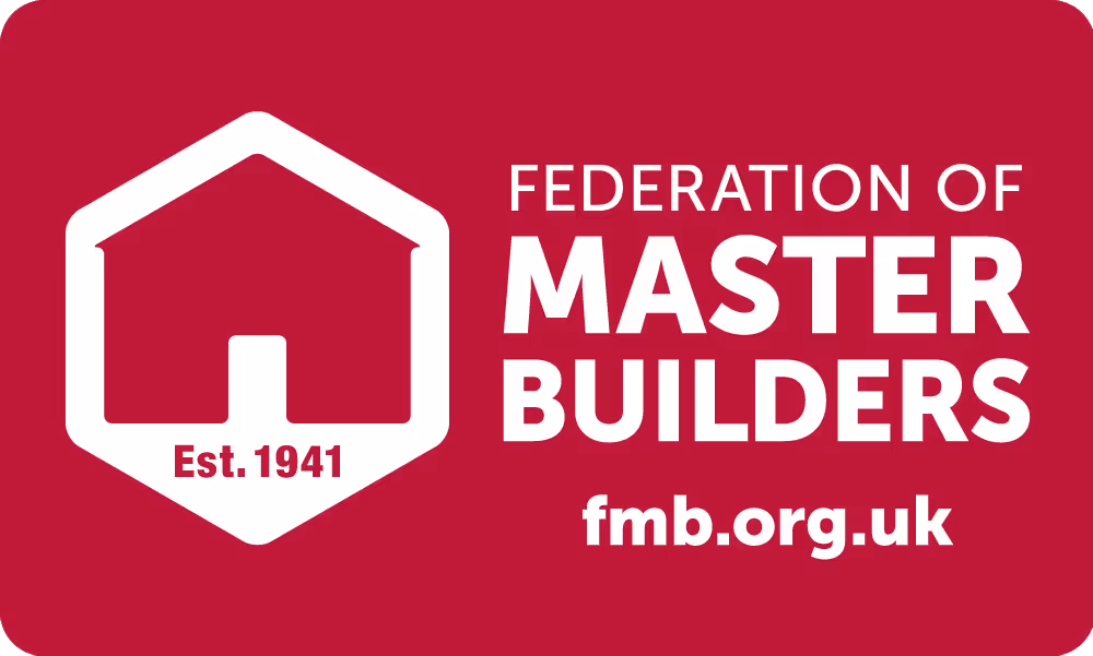 Logo of the Federation of Master Builders with a house icon and text, "Est. 1941, fmb.org.uk".