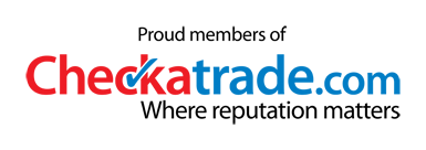 Logo with red and blue text reading "Proud Members of Checkatrade."